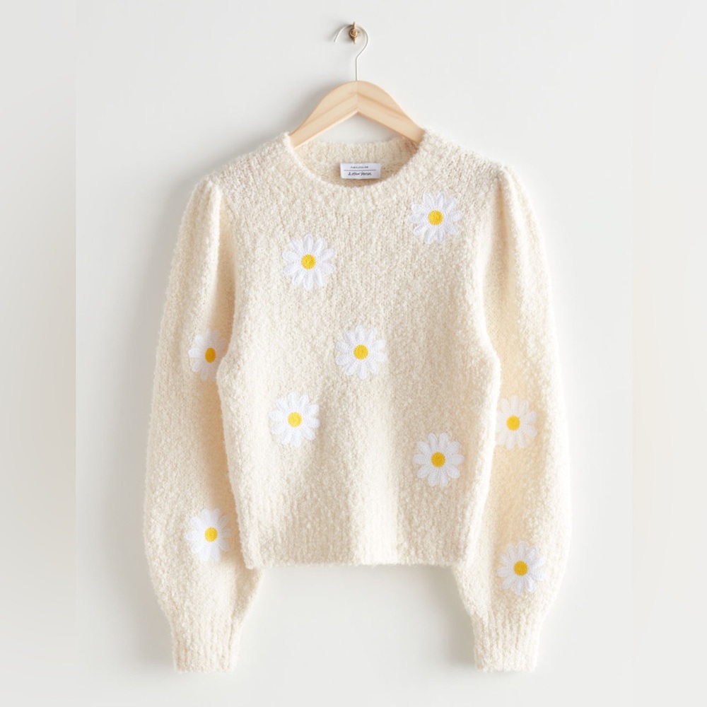 & Other Stories Daisy Embroidery Knit Sweater